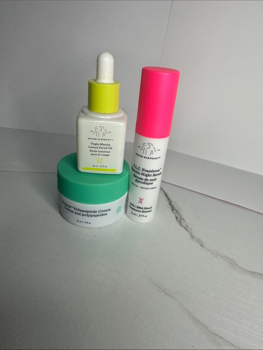 Drunk Elephant Trio in Mint Green & Neon Pink